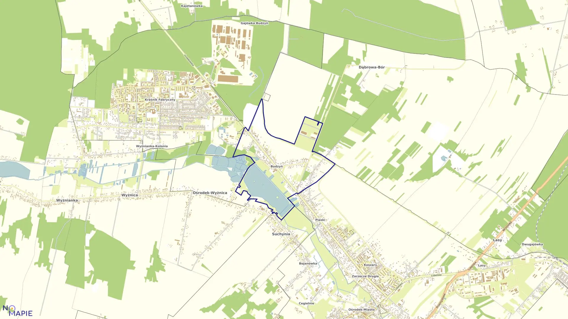 Mapa obrębu BUDZYŃ w mieście Kraśnik