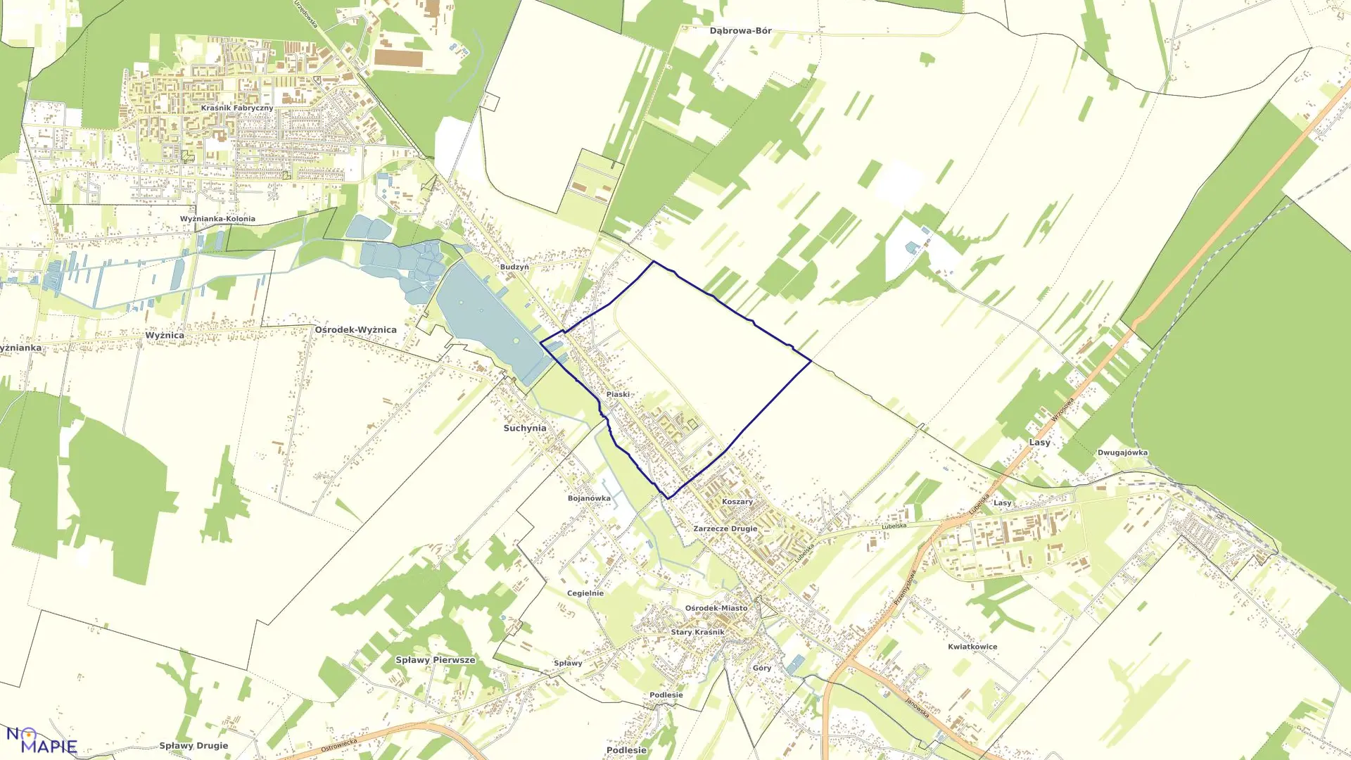 Mapa obrębu PIASKI w mieście Kraśnik