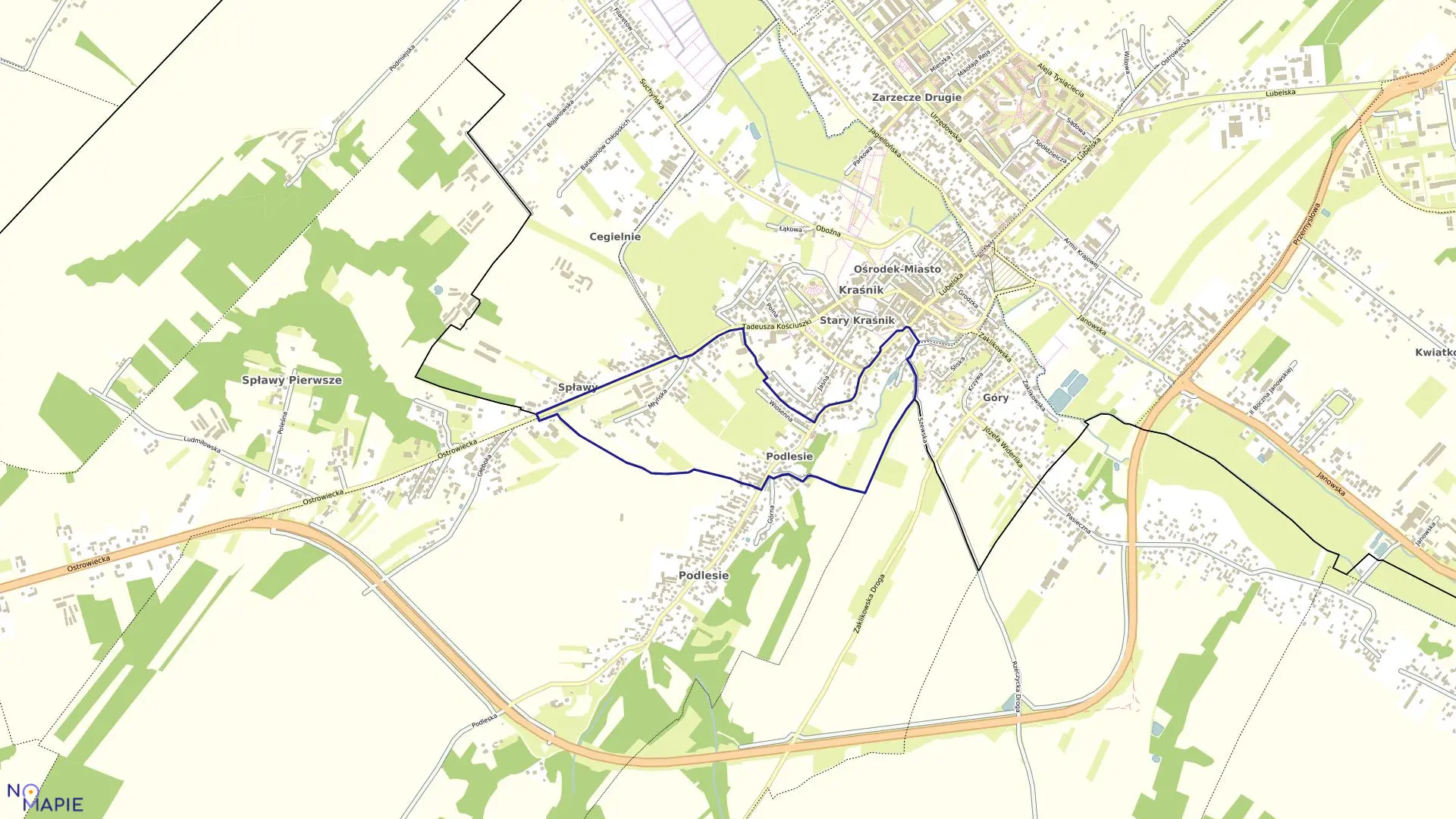 Mapa obrębu PODLESIE w mieście Kraśnik