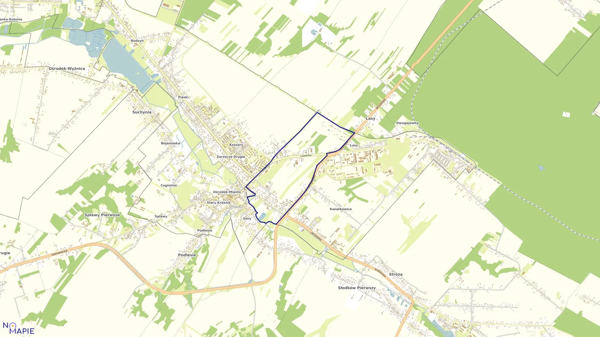 Mapa obrębu ZARZECZE I w mieście Kraśnik