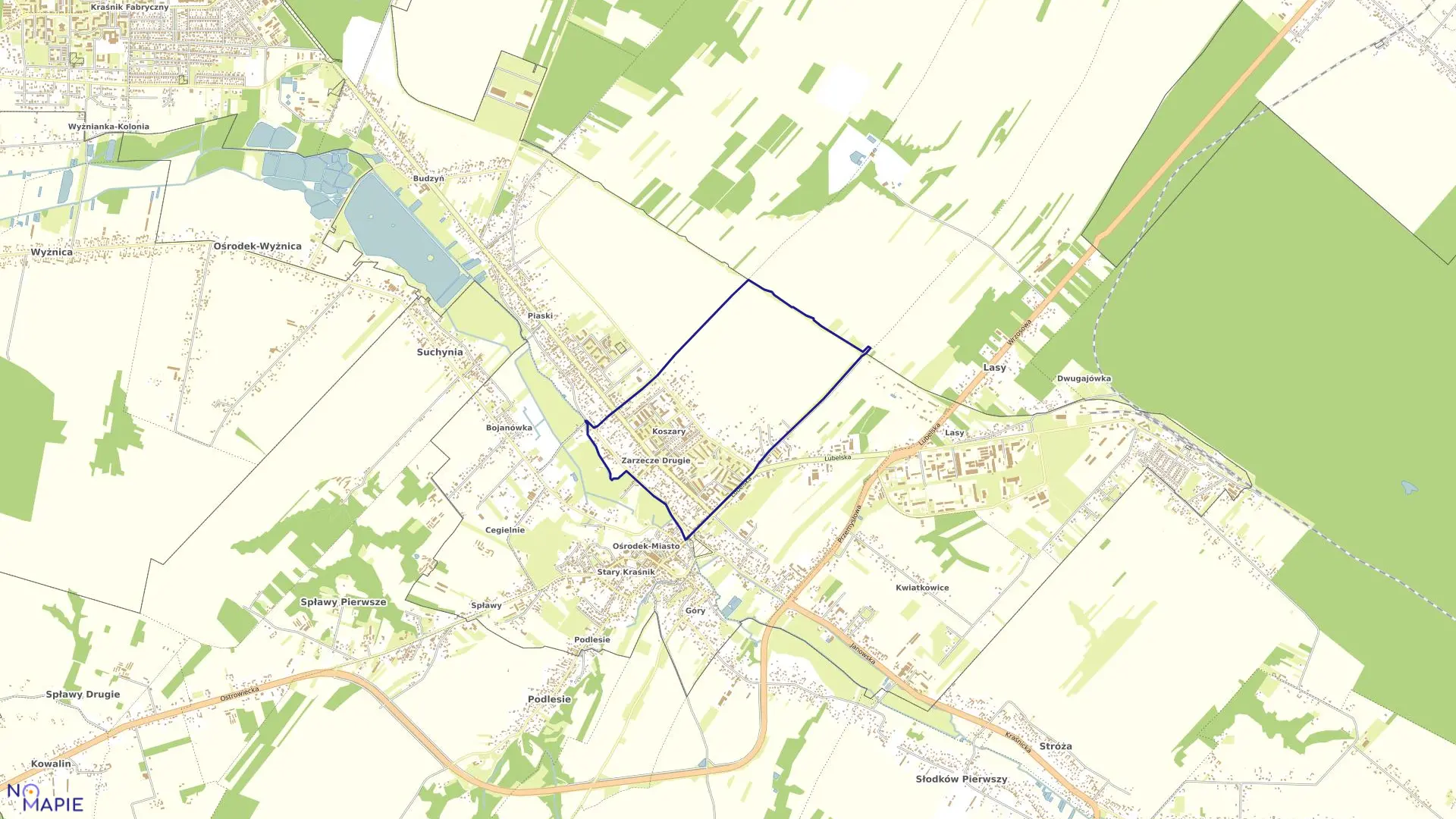 Mapa obrębu ZARZECZE II w mieście Kraśnik